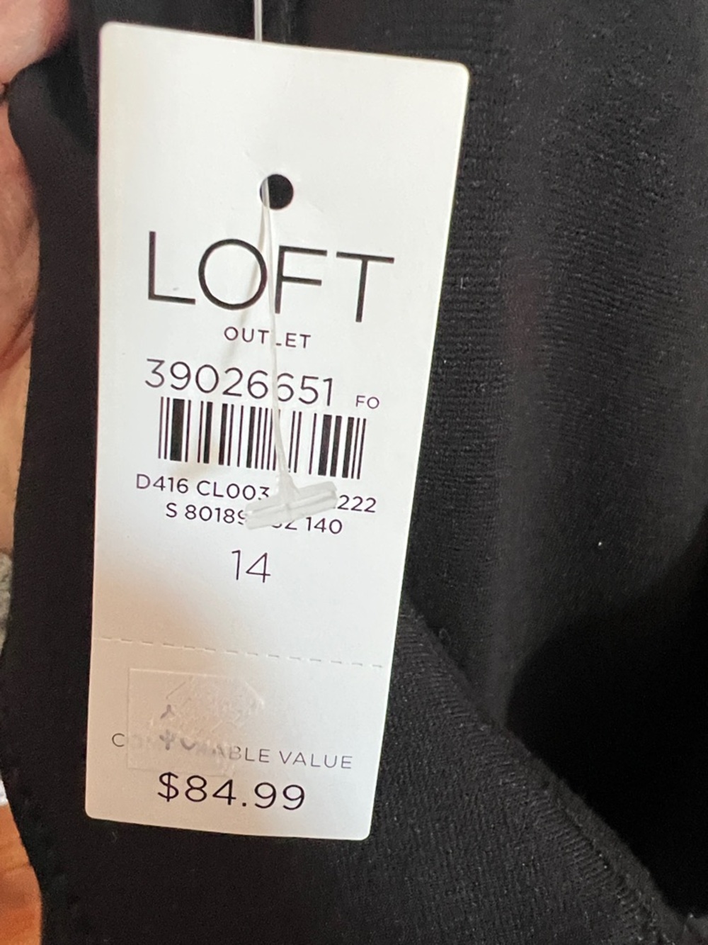 NWT LOFT Outlet Mod Black Ponte Utility Shirt Dress Gold Buttons Size 14 - Picture 7 of 8